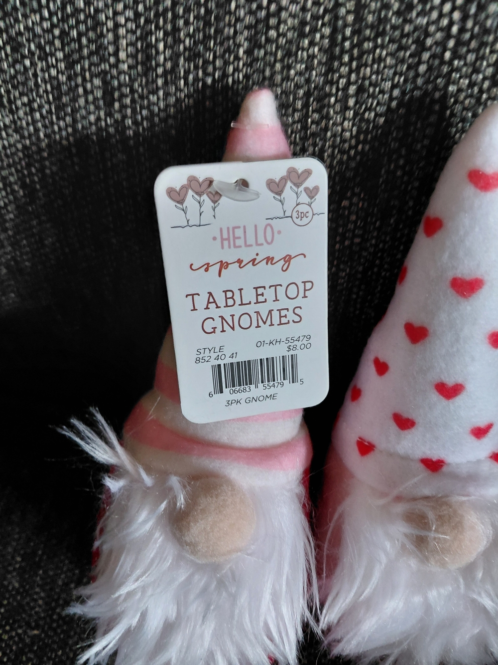 Valentine Pink Heart Tabletop Gnome Holiday Plush Trio - Picture 4 of 4